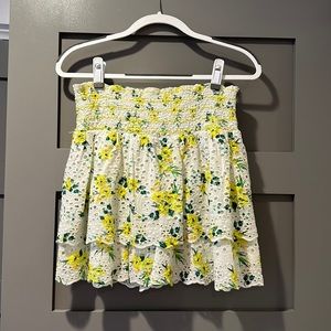 Alice + Olivia print eyelet mini skirt
